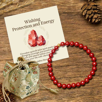 Buddha Stones "Wishing Protection and Energy" Cinnabar Bracelet Includes Gift Message Card