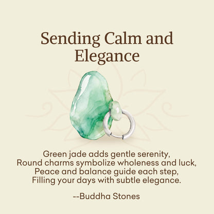 Buddha Stones "Sending Calm and Elegance"Titanium Steel Jade Earrings Includes Gift Message Card