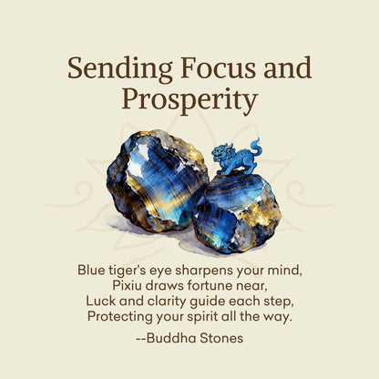 Buddha Stones "Sending Focus and Prosperity" Tiger Eye Pixiu Bracelet Includes Gift Message Card