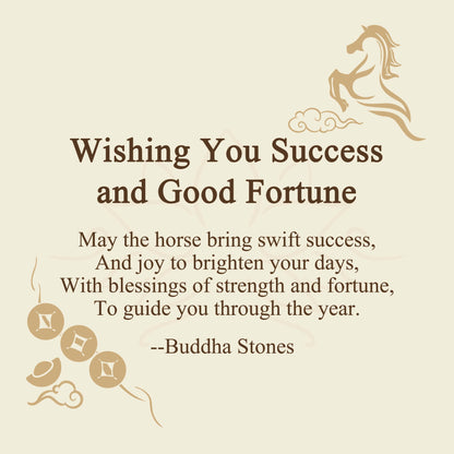 Buddha Stones "Wishing You Success and Good Fortune" Year of the Horse Decor Includes Gift Message Card