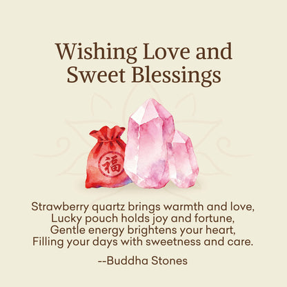 Buddha Stones "Wishing Love and Sweet Blessings"Strawberry Quartz Bracelet Includes Gift Message Card
