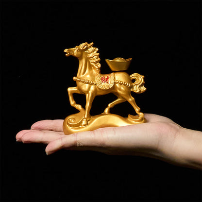 Buddha Stones Chinese Zodiac Horse Charm Copper Coins Attract Fortune Prosperity Home Decoration