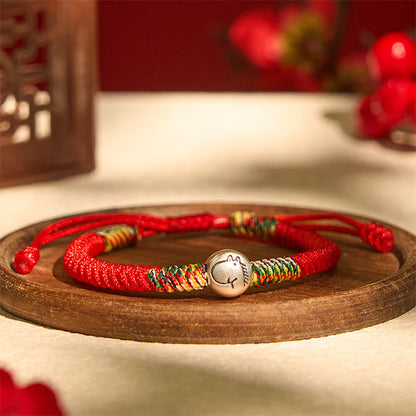 Buddha Stones 999 Sterling Silver Chinese Zodiac Horse Charm Red String Strength Braided Bracelet