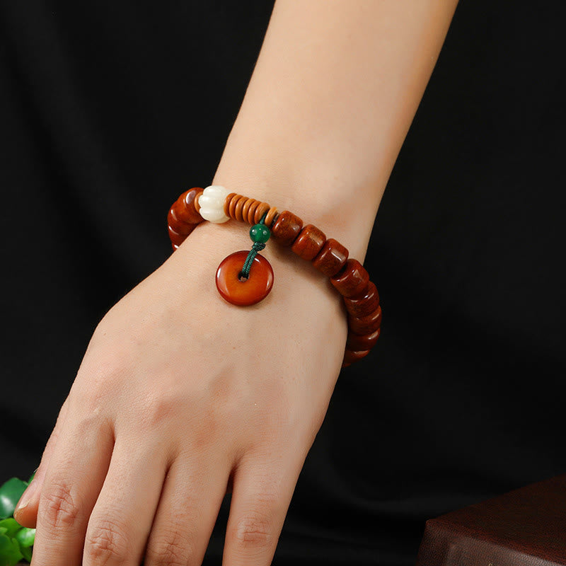 Buddha Stones Bone Beads Lotus Peace Buckle Design Enlightenment Bracelet