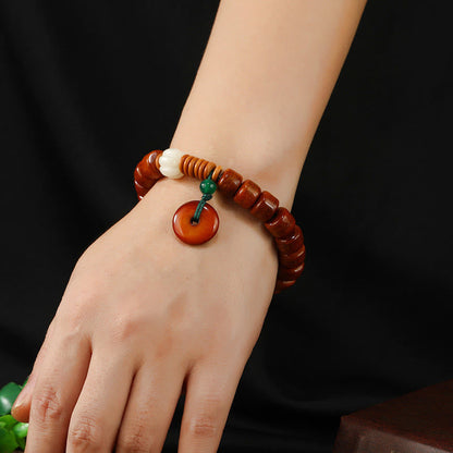 Buddha Stones Bone Beads Lotus Peace Buckle Design Enlightenment Bracelet