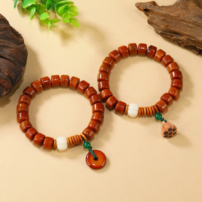 Buddha Stones Bone Beads Lotus Peace Buckle Design Enlightenment Bracelet