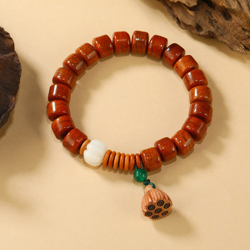 Buddha Stones Bone Beads Lotus Peace Buckle Design Enlightenment Bracelet