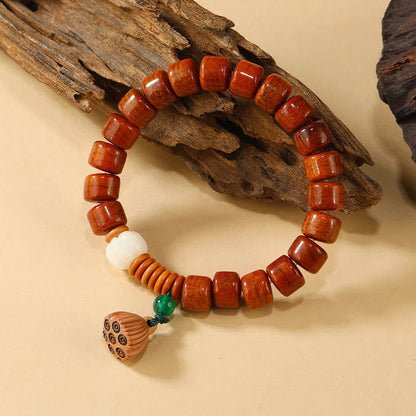 Buddha Stones Bone Beads Lotus Peace Buckle Design Enlightenment Bracelet