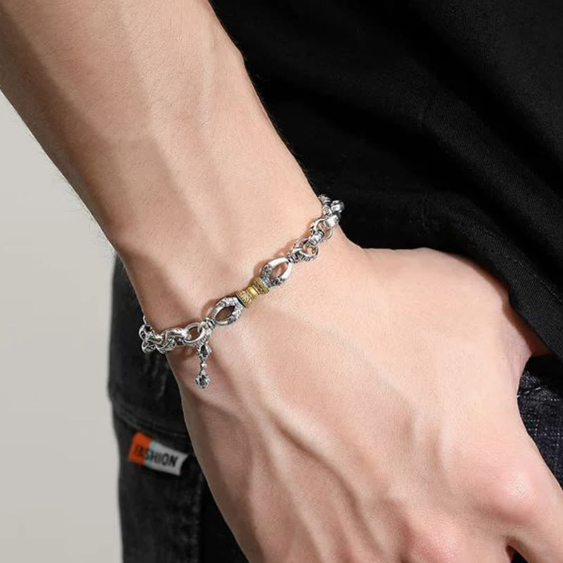 Buddha Stones Retro Om Mani Padme Hum Vajra Copper Calm Bracelet