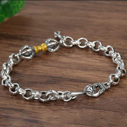 Buddha Stones Retro Om Mani Padme Hum Vajra Copper Calm Bracelet