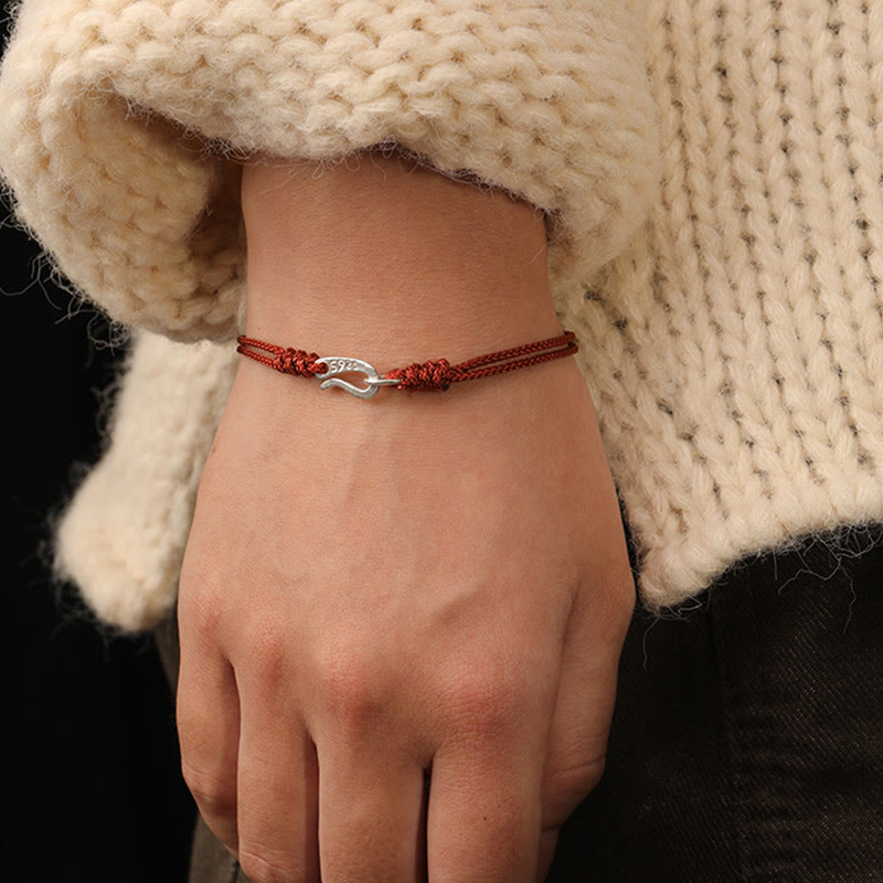 Buddha Stones 925 Sterling Silver Hook Design Red String Strength Colorful Bracelet