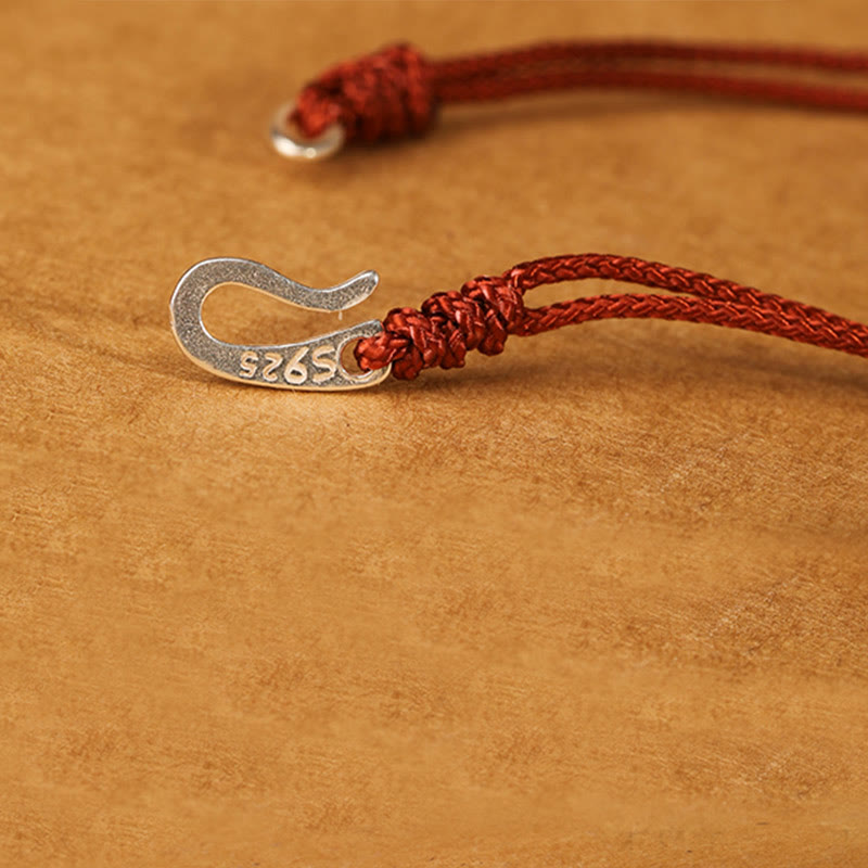 Buddha Stones 925 Sterling Silver Hook Design Red String Strength Colorful Bracelet