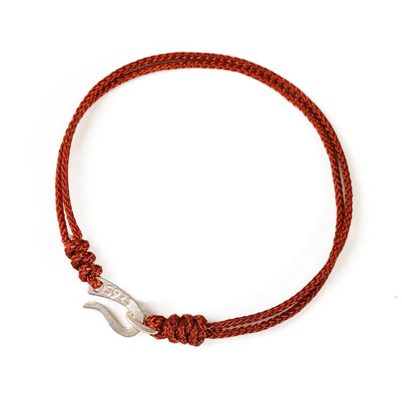 Buddha Stones 925 Sterling Silver Hook Design Red String Strength Colorful Bracelet