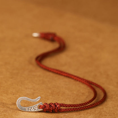 Buddha Stones 925 Sterling Silver Hook Design Red String Strength Colorful Bracelet