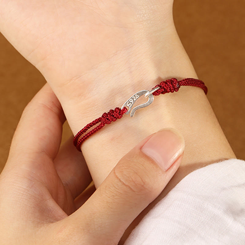 Buddha Stones 925 Sterling Silver Hook Design Red String Strength Colorful Bracelet