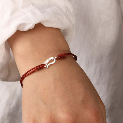 Buddha Stones 925 Sterling Silver Hook Design Red String Strength Colorful Bracelet