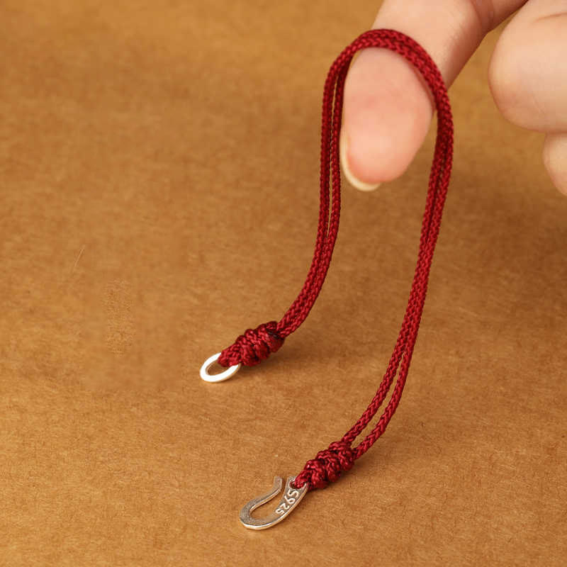 Buddha Stones 925 Sterling Silver Hook Design Red String Strength Colorful Bracelet