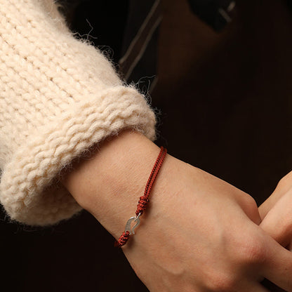 Buddha Stones 925 Sterling Silver Hook Design Red String Strength Colorful Bracelet