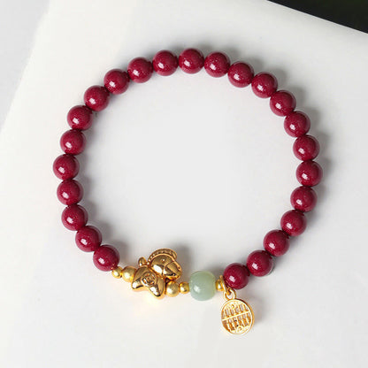 Buddha Stones Year Of The Horse Natural Cinnabar Hetian Jade Concentration Bracelet