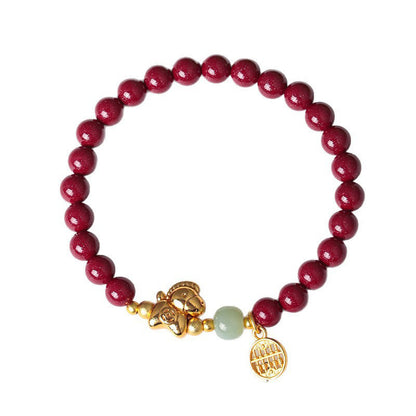 Buddha Stones Year Of The Horse Natural Cinnabar Hetian Jade Concentration Bracelet