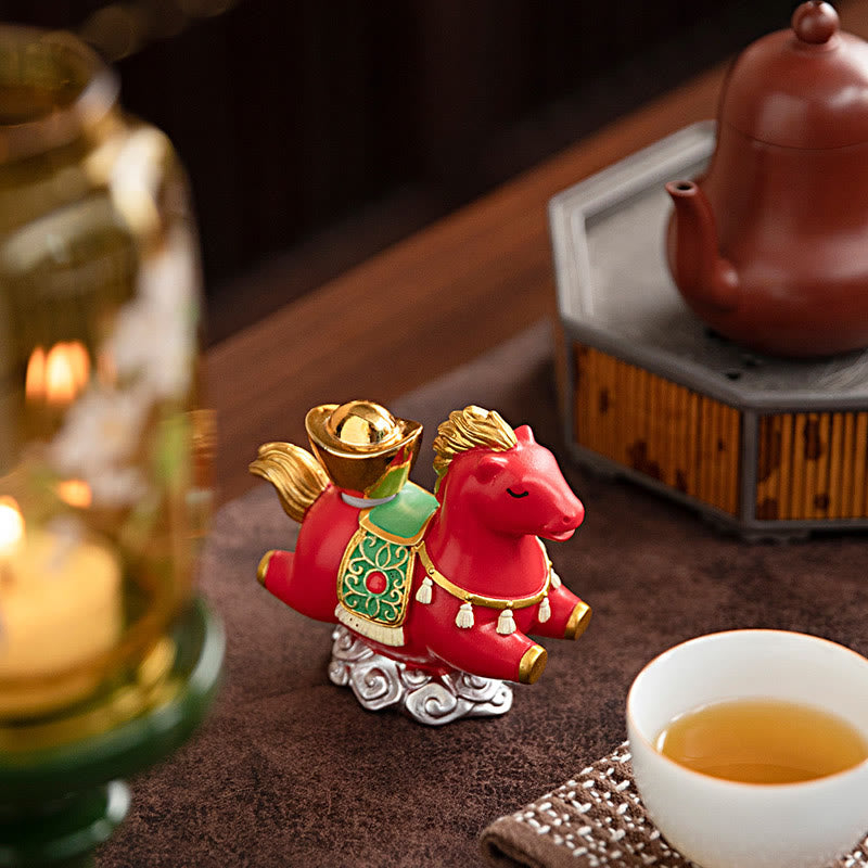 Buddha Stones Chinese Zodiac Horse Charm Fu Character Prosperity Home Decoration