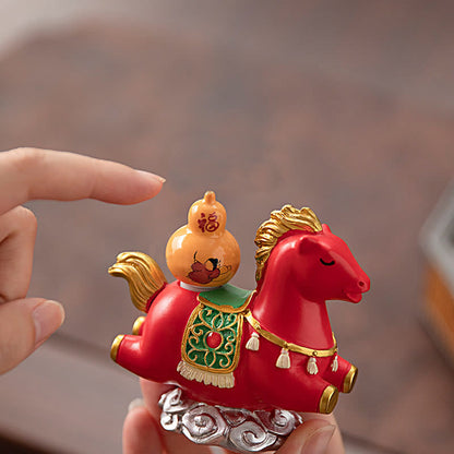 Buddha Stones Chinese Zodiac Horse Charm Fu Character Prosperity Home Decoration