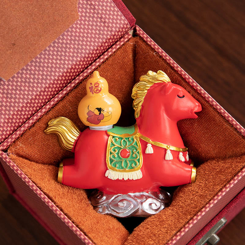 Buddha Stones Chinese Zodiac Horse Charm Fu Character Prosperity Home Decoration
