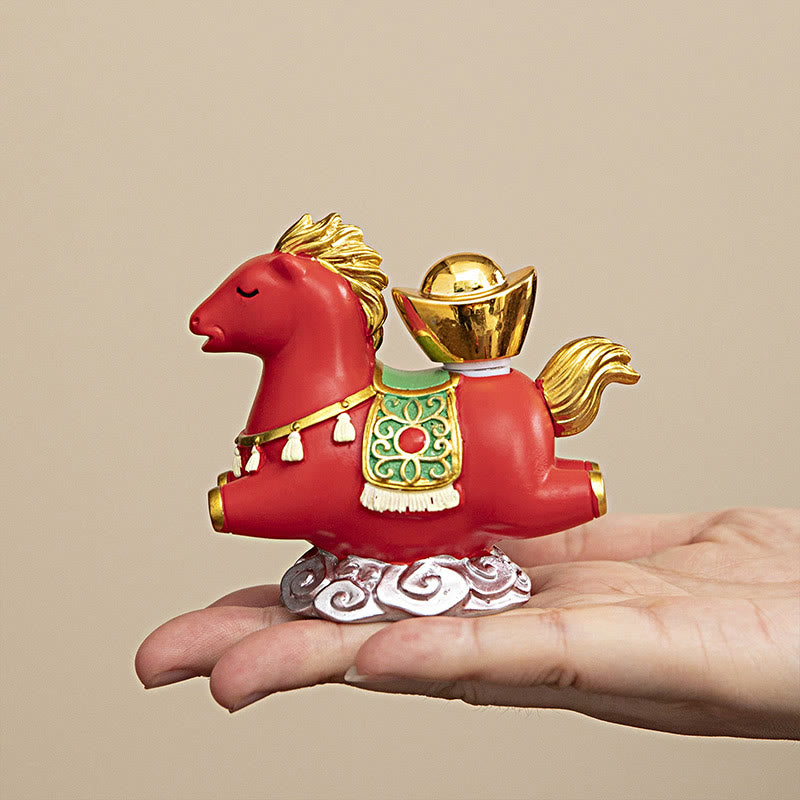 Buddha Stones Chinese Zodiac Horse Charm Fu Character Prosperity Home Decoration