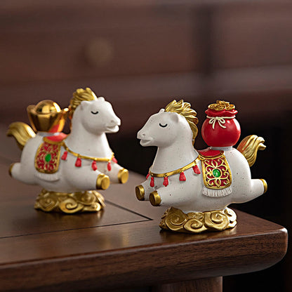 Buddha Stones Chinese Zodiac Horse Charm Fu Character Prosperity Home Decoration