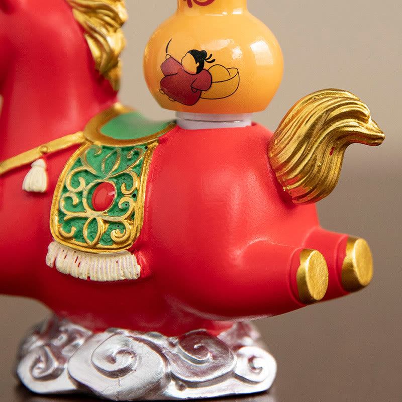 Buddha Stones Chinese Zodiac Horse Charm Fu Character Prosperity Home Decoration