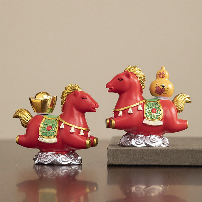 Buddha Stones Chinese Zodiac Horse Charm Fu Character Prosperity Home Decoration