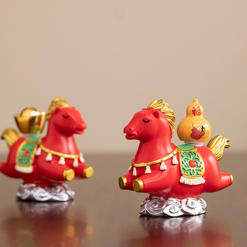 Buddha Stones Chinese Zodiac Horse Charm Fu Character Prosperity Home Decoration