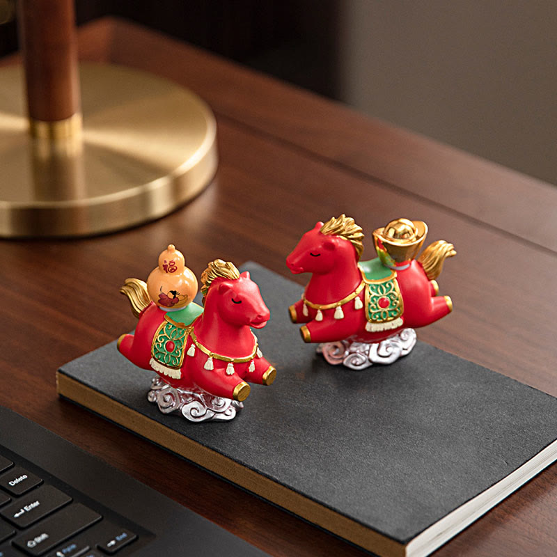 Buddha Stones Chinese Zodiac Horse Charm Fu Character Prosperity Home Decoration