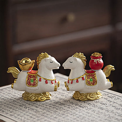 Buddha Stones Chinese Zodiac Horse Charm Fu Character Prosperity Home Decoration