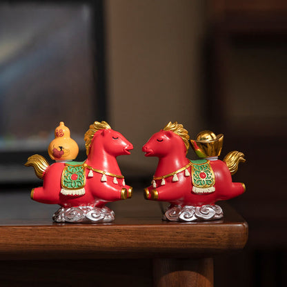 Buddha Stones Chinese Zodiac Horse Charm Fu Character Prosperity Home Decoration