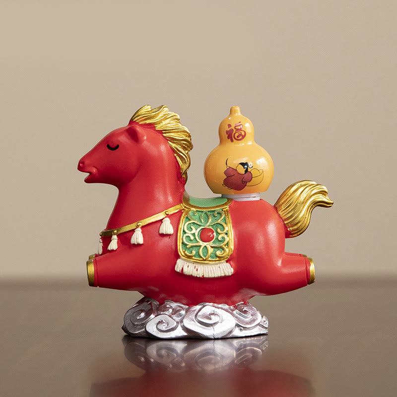 Buddha Stones Chinese Zodiac Horse Charm Fu Character Prosperity Home Decoration