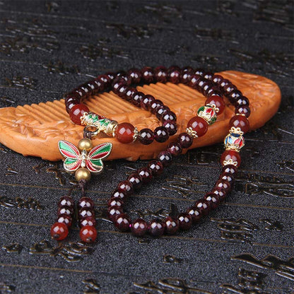 Buddha Stones Natural Garnet Red Agate Colorful Butterfly Purification Calm Multi-layer Bracelet