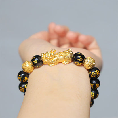 Buddha Stones "Blessings of Protection to Attract Wealth" PiXiu Bracelet Includes Gift Message Card