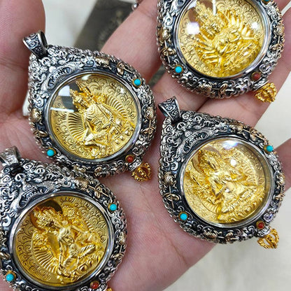 Buddha Stones Chinese Zodiac Natal Buddha Thangka Nine Palaces Eight Diagrams Wealth Rotatable Necklace Pendant