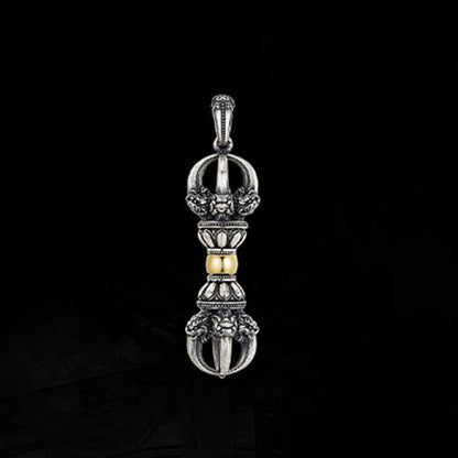 Buddha Stones Tibetan Dorje Vajra Design Wealth Necklace Pendant