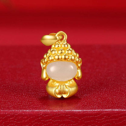 Buddha Stones White Jade Buddha Success Pendant Necklace