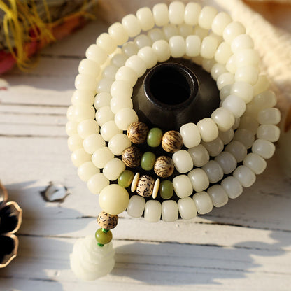 Buddha Stones "Hoping for Serenity and Mindfulness" Bodhi Lotus Mala Includes Gift Message Card