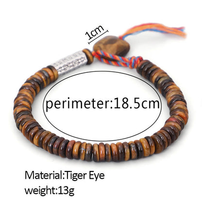 Buddha Stones Tibetan Tiger Eye Om Mani Padme Hum Protection Power Bracelet