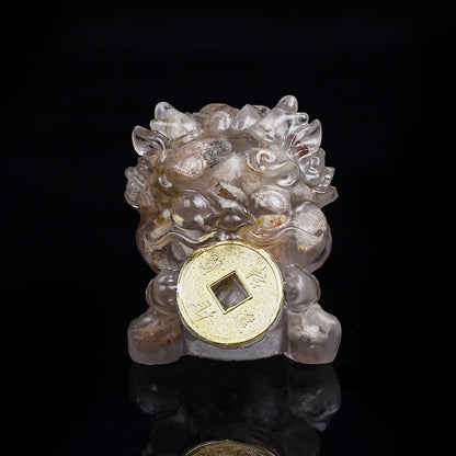 Buddha Stones Handmade Cute PiXiu Gold Coin Crystal Fengshui Energy Wealth Fortune Home Decoration