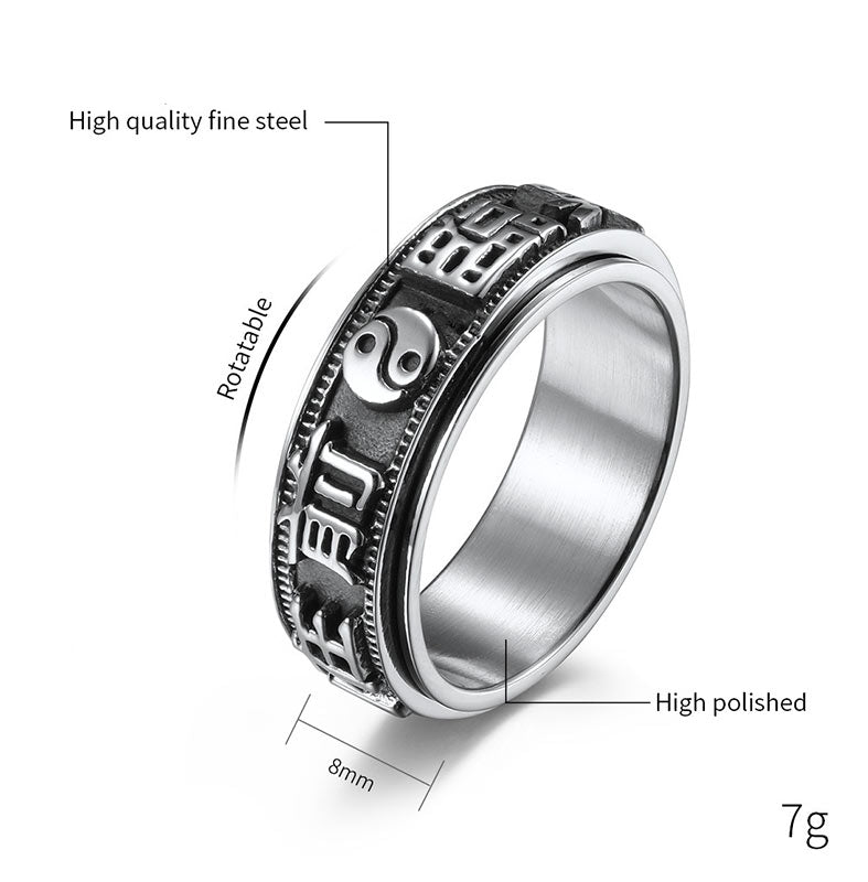 Letter Words Balance Calm Titanium Steel Rotatable Ring (Extra 30% Off | USE CODE: FS30)