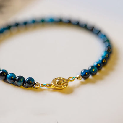 Buddha Stones Natural Blue Tiger Eye Stone Protection Chain Bracelet