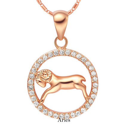 12 Constellations of the Zodiac Rhinestone Luck Necklace Chain Pendant (Extra 30% Off | USE CODE: FS30)