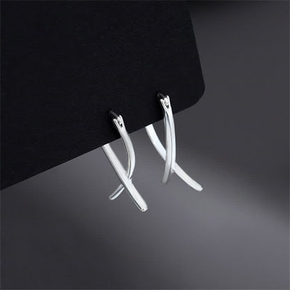 Buddha Stones Geometric Cross Design Luck Hoop Earrings