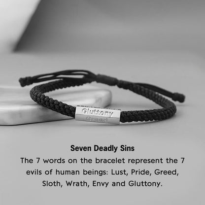 Buddha Stones Seven Deadly Sins Seven Virtues Braided String Bracelet