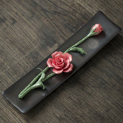 Buddha Stones Lotus Peony Rose Flower Ceramic Spiritual Incense Burner